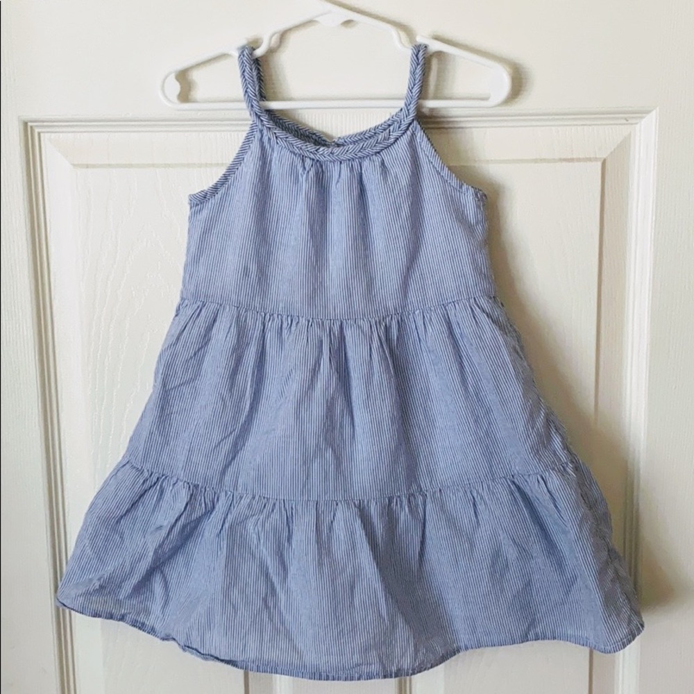 Blue Striped Tiered Dress